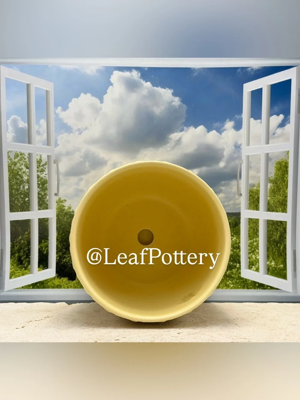 Yellow Ceramic Planter with Saucer, 5.5 Inch Plant Pot with Drainage